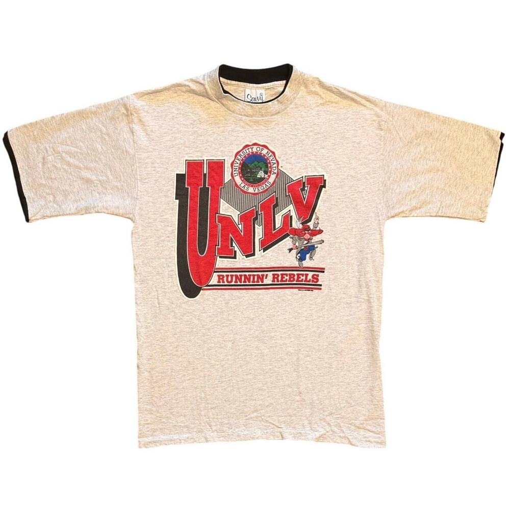 Vintage 90s Savvy Trau Loevner UNLV Runnin Rebels Double Neck Sleeve T-Shirt L